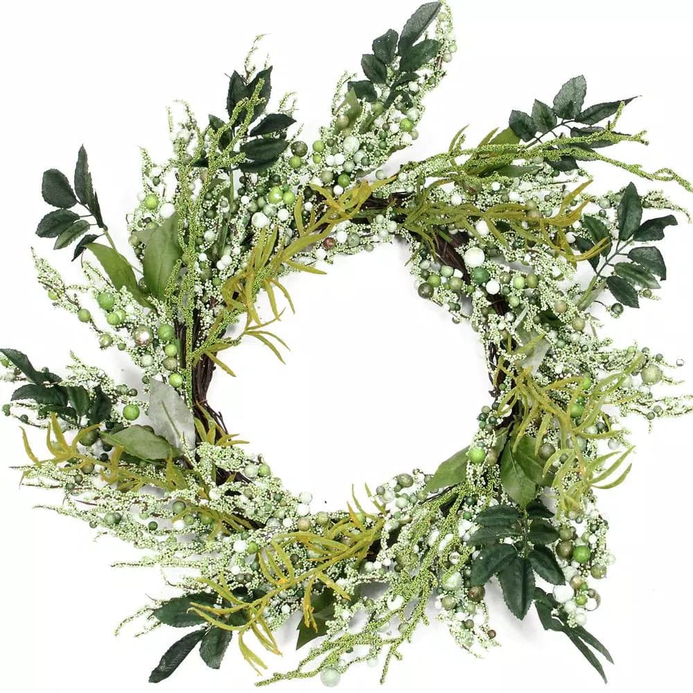 Northlight 12 in. Green and Brown Mixed Berry Artificial Spring Floral Twig Wreath