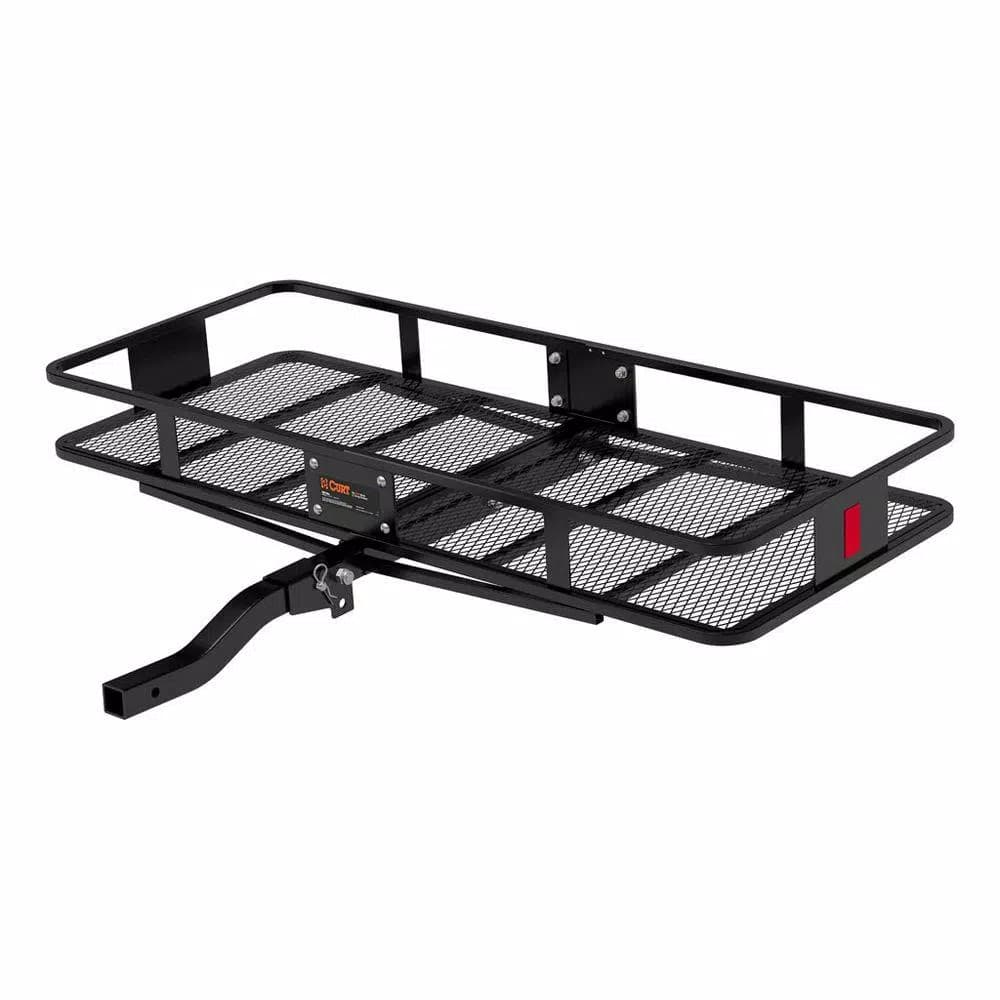 CURT 60" x 24" Black Steel Basket Cargo Carrier with 2" Folding Shank, 500 lbs. Capacity