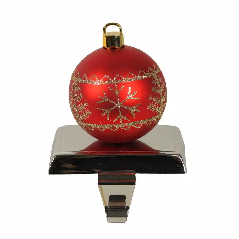 Northlight Holiday Moments 5.5 in. Red and Gold Ball Ornament Shaped Christmas Stocking Holder