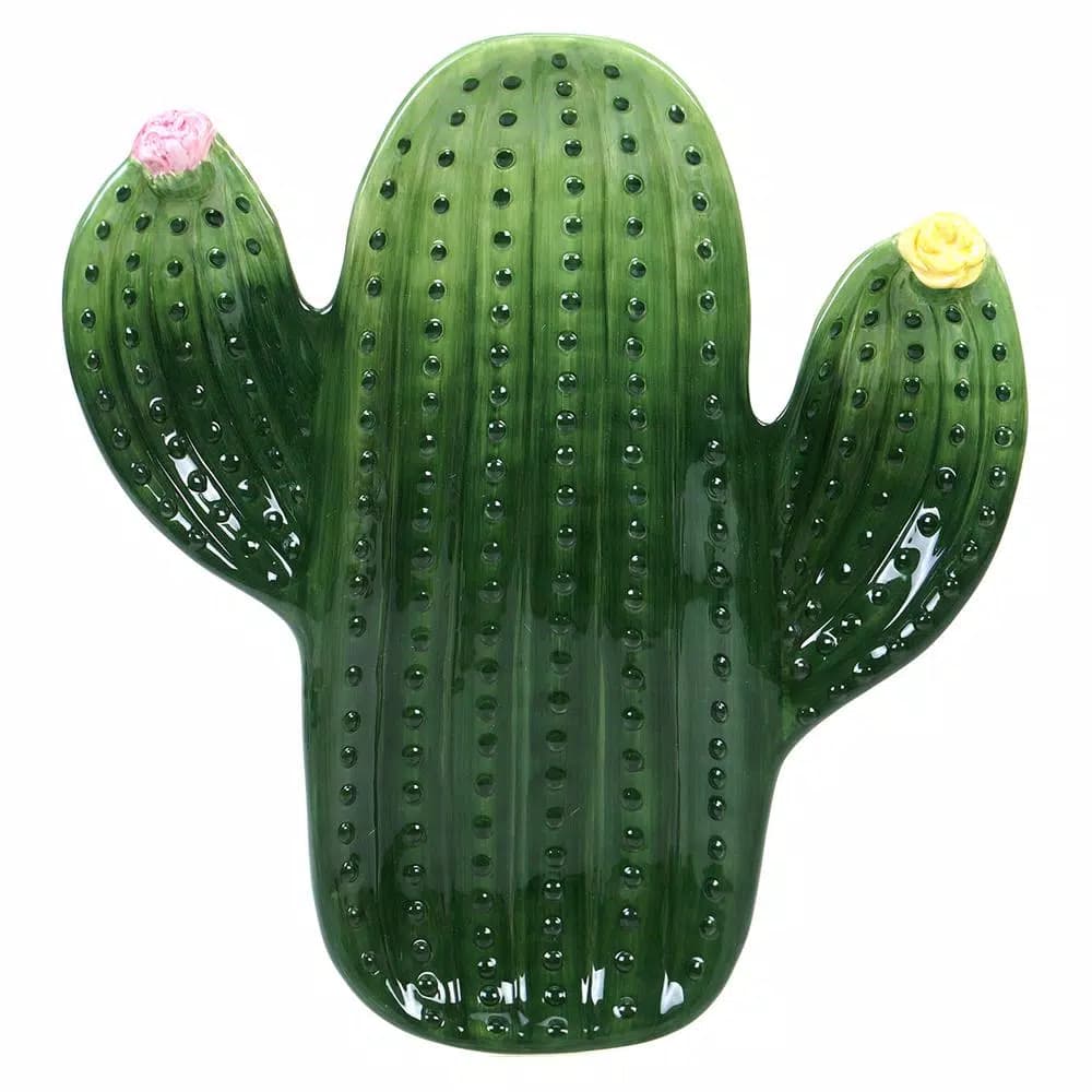 Certified International Cactus Verde 3-D Ceramic Chip and Dip Server