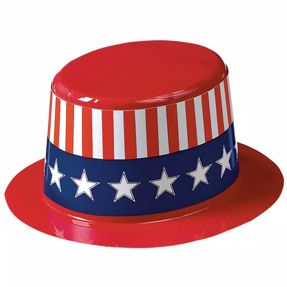 Amscan 24-Count Mini Patriotic Top Hats - Red, White, and Blue Stars and Stripes Costume Accessories
