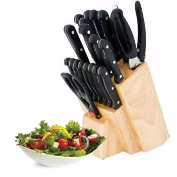 Utica Cutlery Co. 21-Piece Stainless Steel Knife Set with Wooden Storage Block