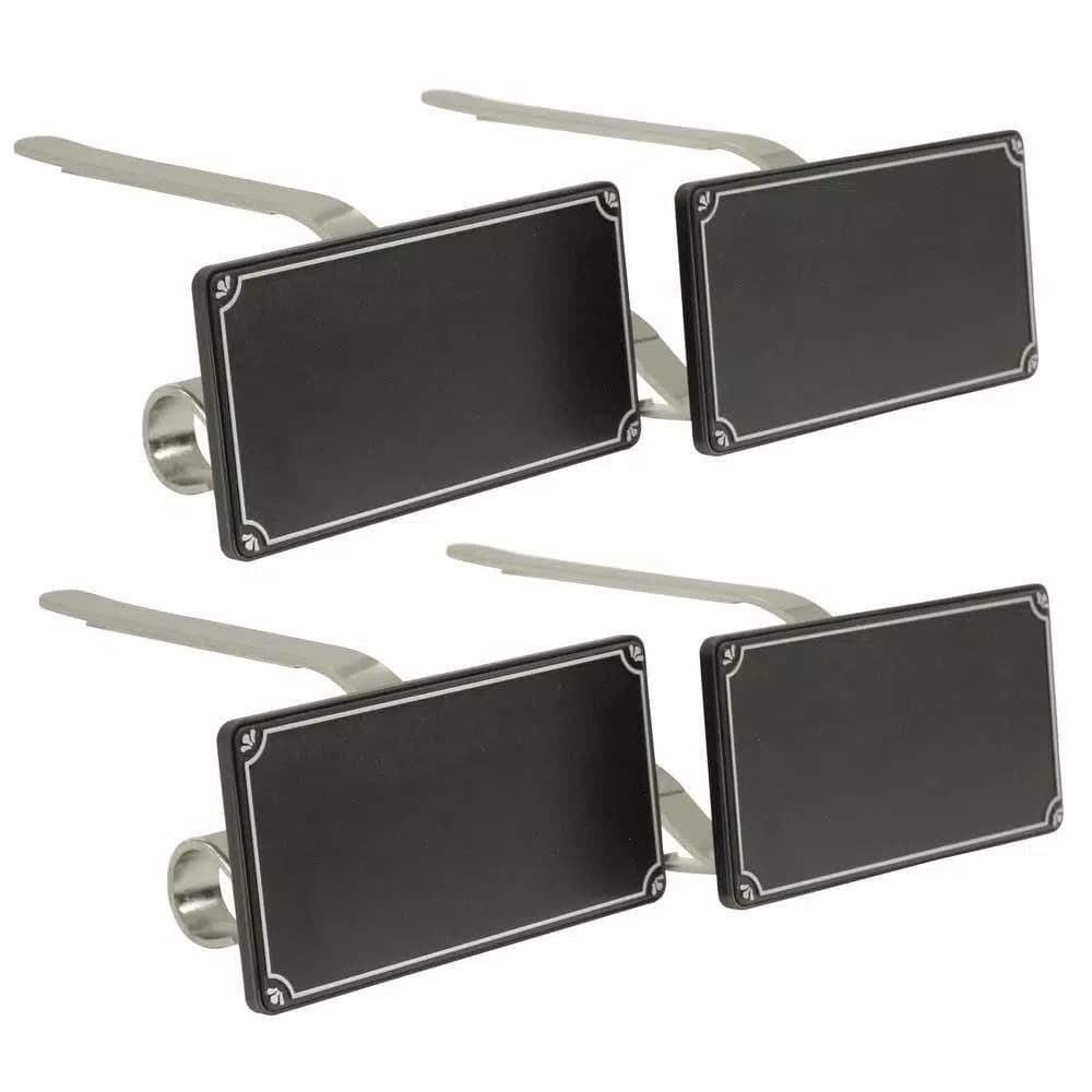 Original MantleClip Silver 3 in. Clip-On Stocking Holders with Chalkboard Icons, 4-Pack