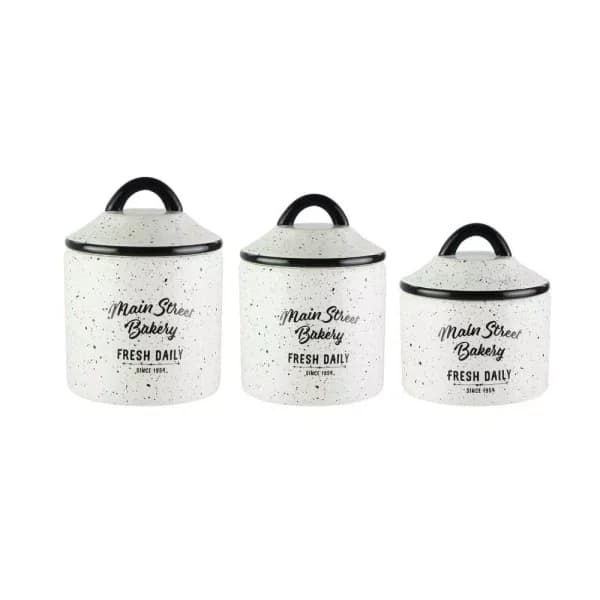 American Atelier Main Street Bakery Ceramic Canister Set with Lids, 3-Piece