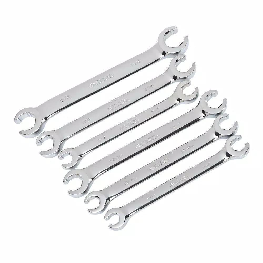 Husky 6-Piece Flare Nut Wrench Set, SAE and Metric Double-Ended Wrenches