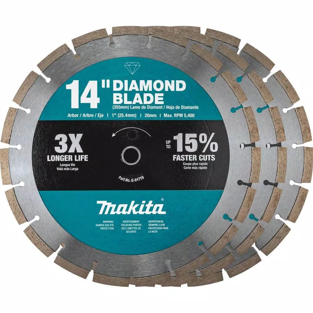 Makita 14 in. Segmented Rim Diamond Blade for General Purpose Masonry (3-Pack)
