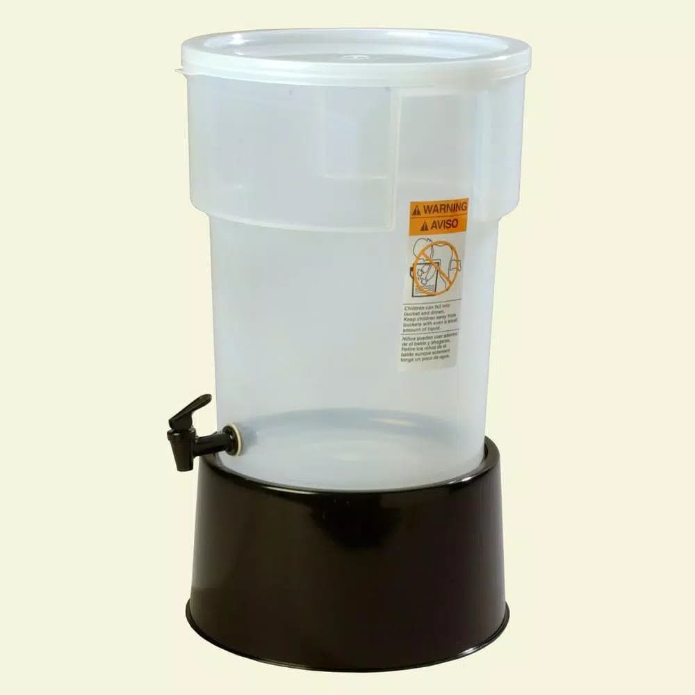 Carlisle 5 Gallon Polypropylene Round Beverage Dispenser with Base, Translucent Reservoir and Black Base