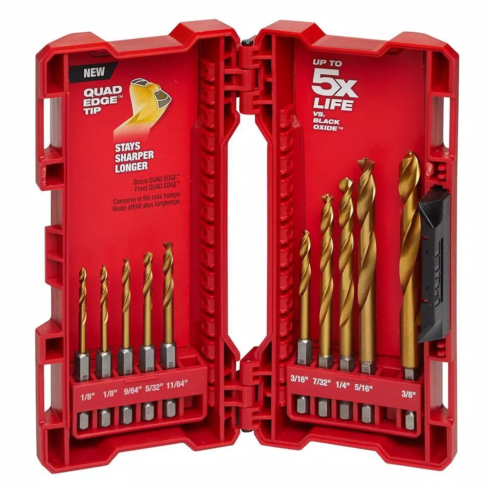Milwaukee SHOCKWAVE Impact Duty Titanium Drill Bit Set, 10-Piece Red Helix