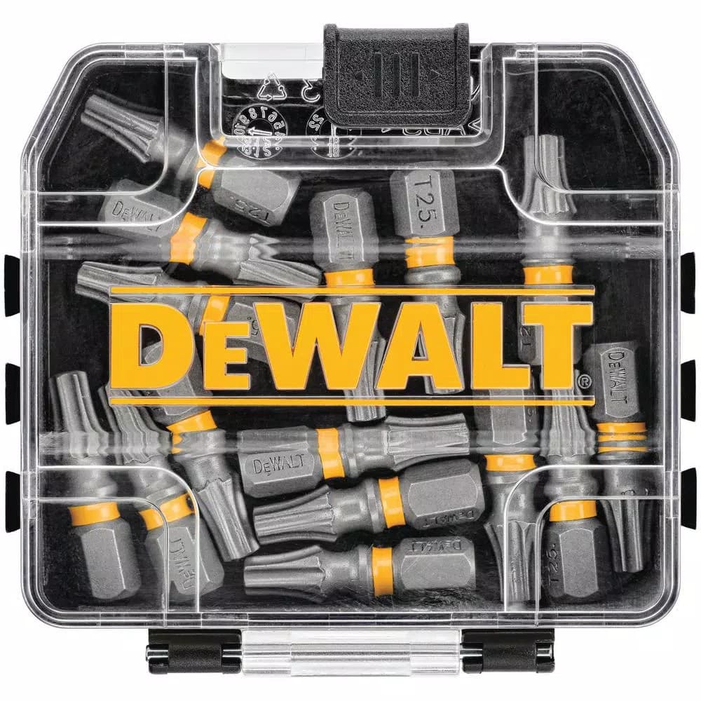 DEWALT MAX IMPACT T25 Torx Bits, 1 in., 15-Piece Set with Storage Case