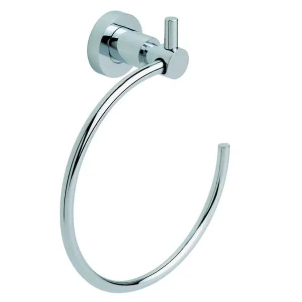 No Drilling Required Loxx Chrome Towel Ring with No-Drill Mounting Hardware - Modern Hand Towel Holder