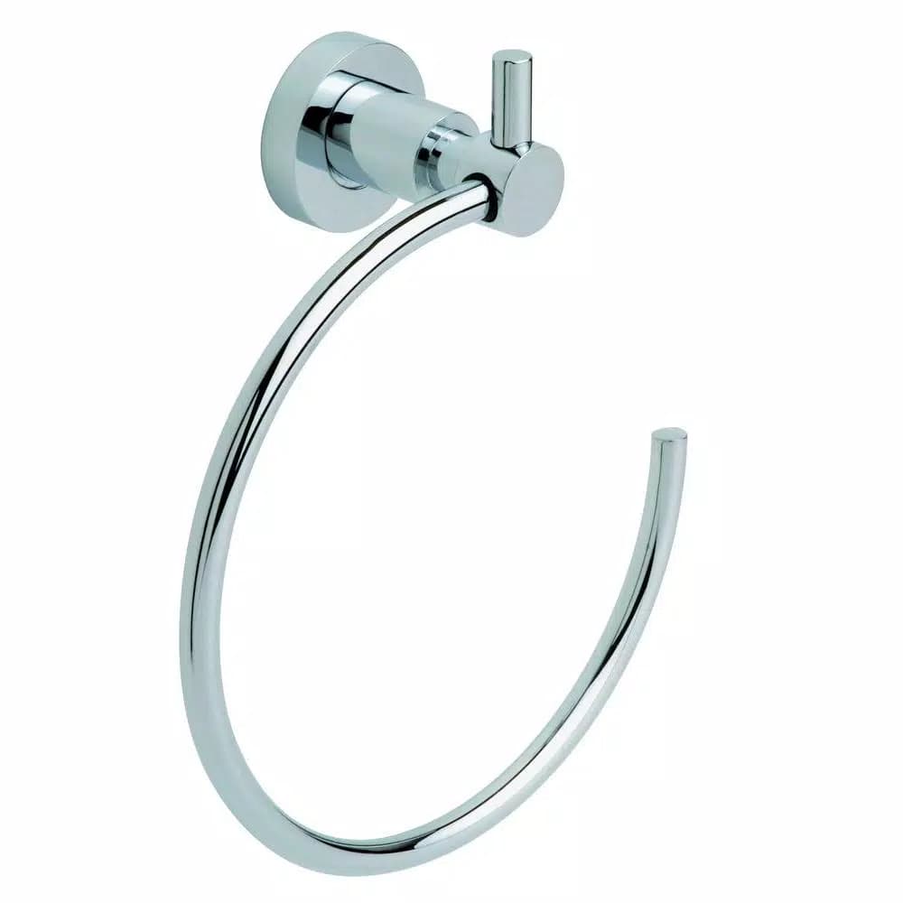 No Drilling Required Loxx Chrome Towel Ring with No-Drill Mounting Hardware - Modern Hand Towel Holder