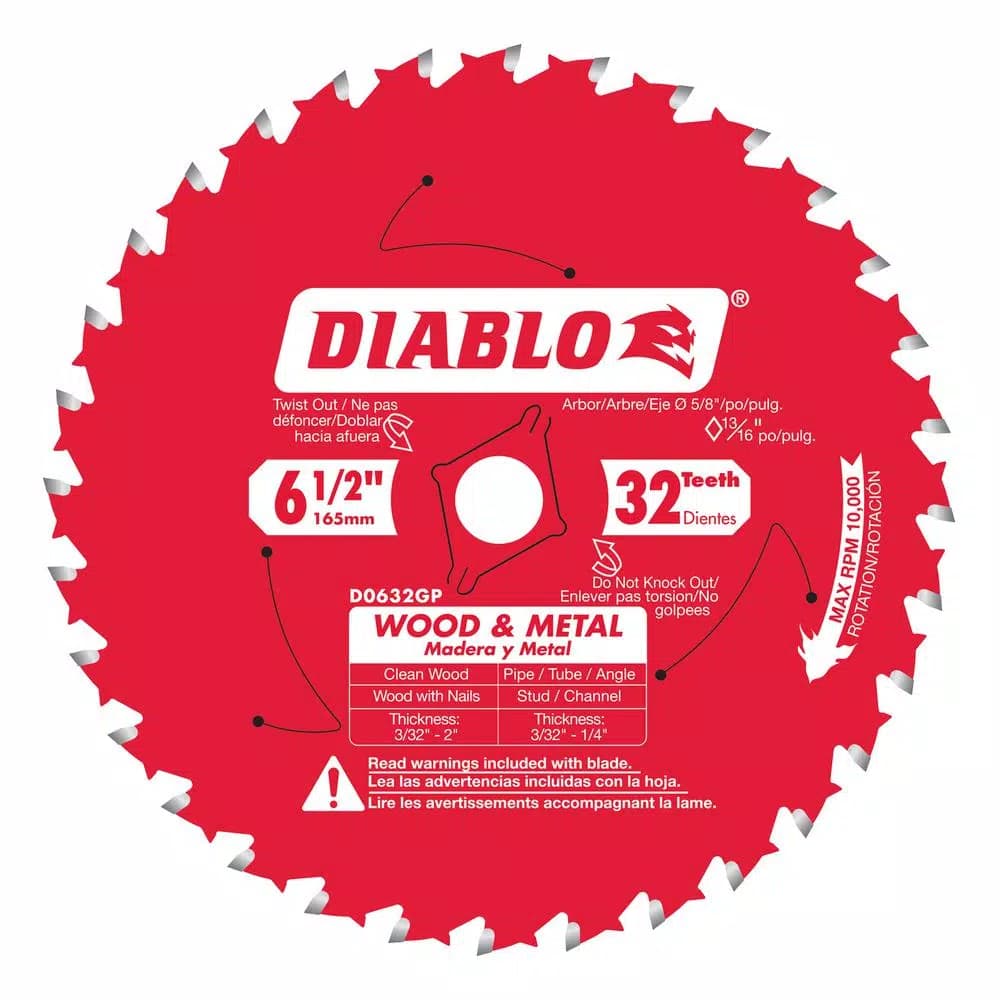 Diablo 6-1/2 in. 32-Teeth Multi-Purpose Wood and Metal Circular Saw Blade