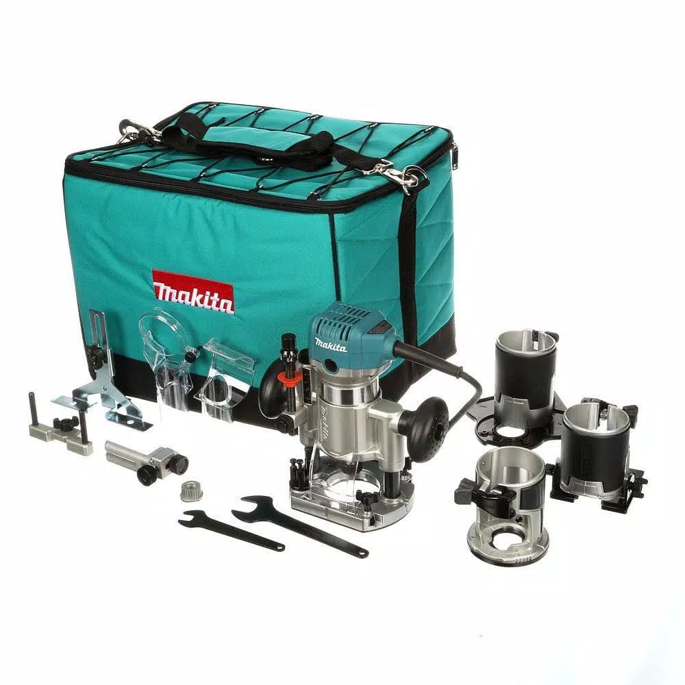 Makita 6.5 Amp 1-1/4 HP Corded Variable Speed Compact Router Kit with 3 Bases