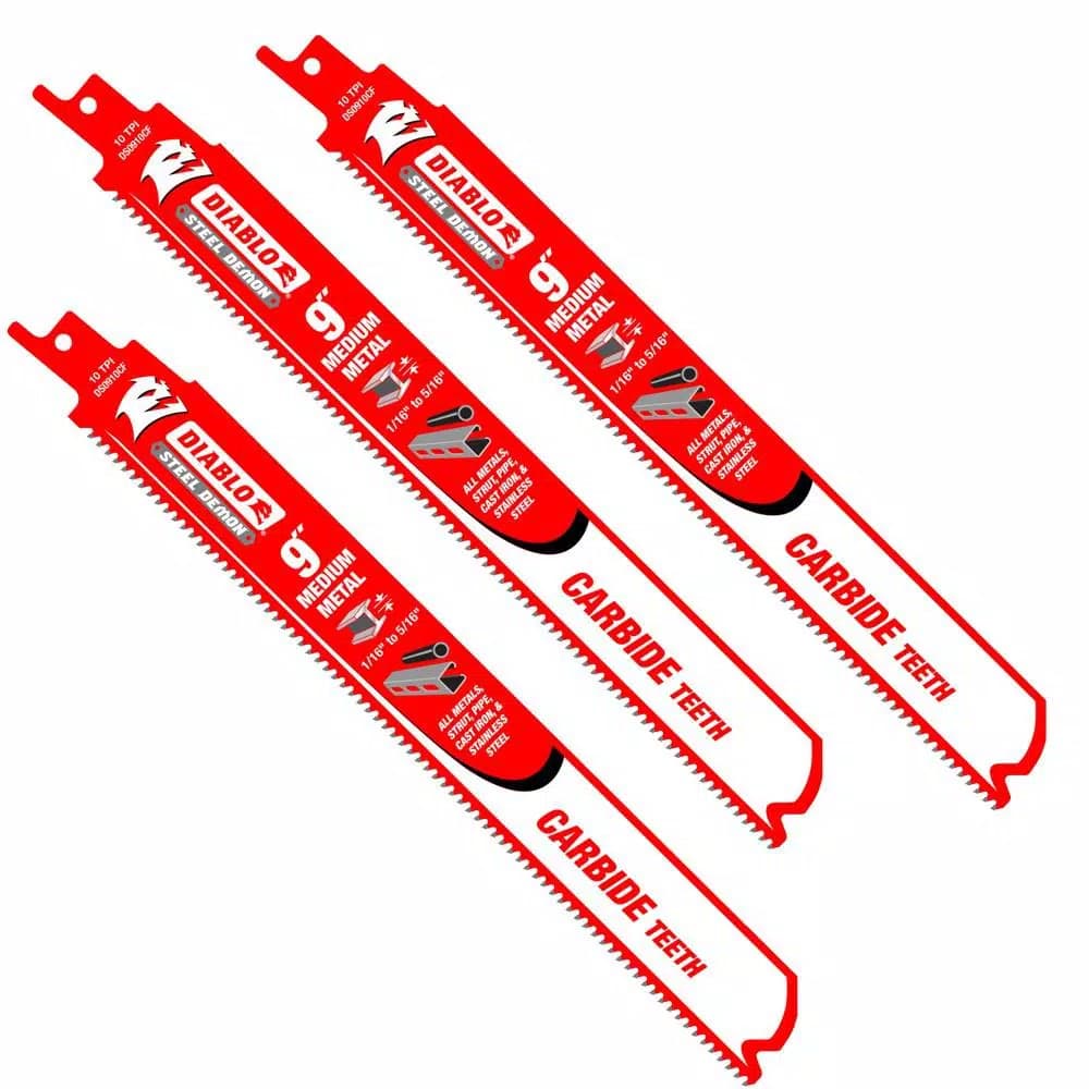 Diablo Steel Demon Carbide 9 in. 10 TPI Medium Metal Reciprocating Saw Blades, 6-Pack