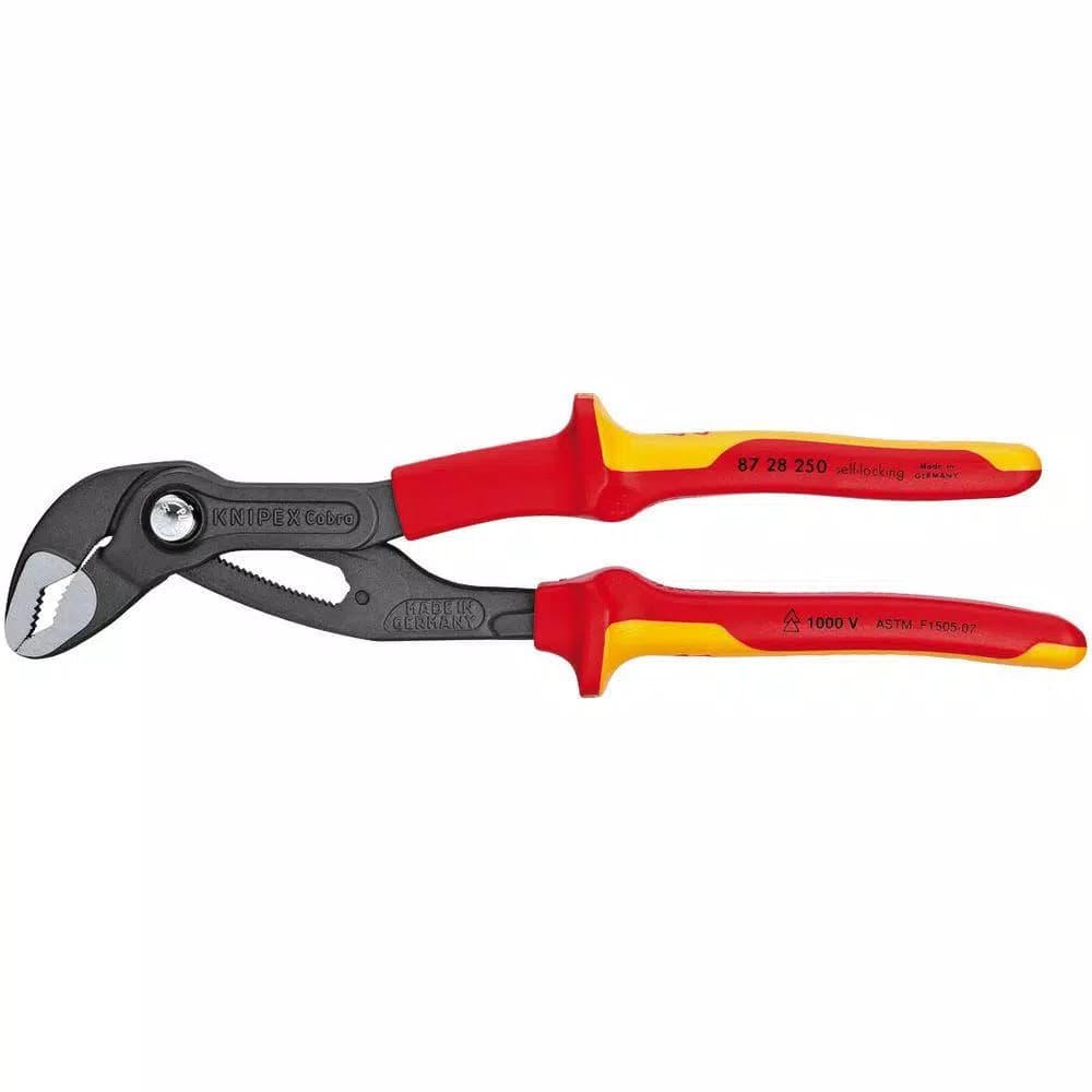 Knipex 10 in. Cobra Pliers, 1,000V Insulated, Forged Steel with 61 HRC Teeth