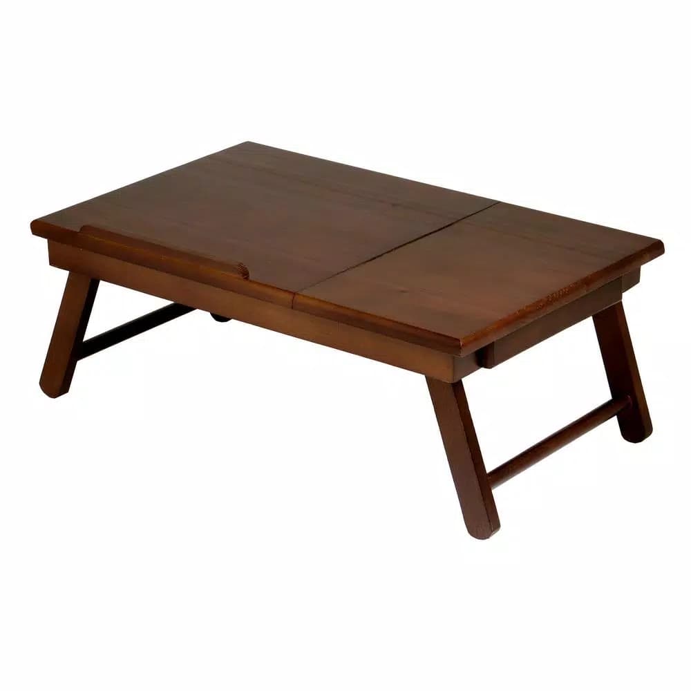 Winsome Alden Solid Wood Lap Desk with Flip Top and Pull-Out Drawer, Antique Walnut Finish
