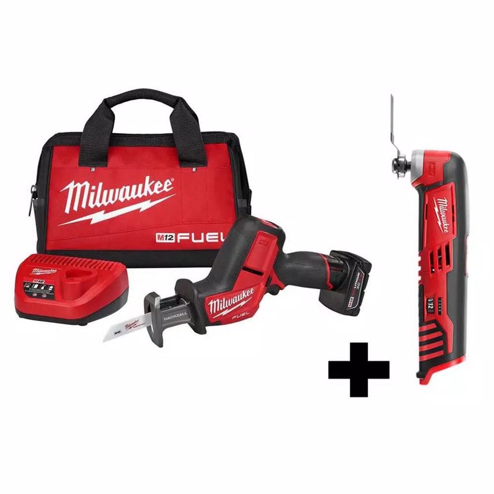 Milwaukee M12 FUEL 12V Brushless Cordless HACKZALL Reciprocating Saw Kit with Free M12 Oscillating Multi-Tool