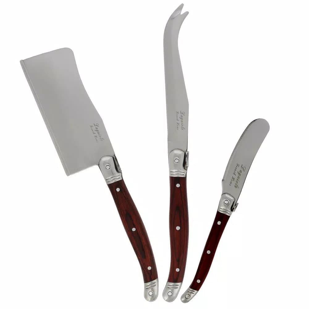 Unbranded Laguiole 3-Piece Pakkawood Cheese Knife Set with Stainless Steel Blades