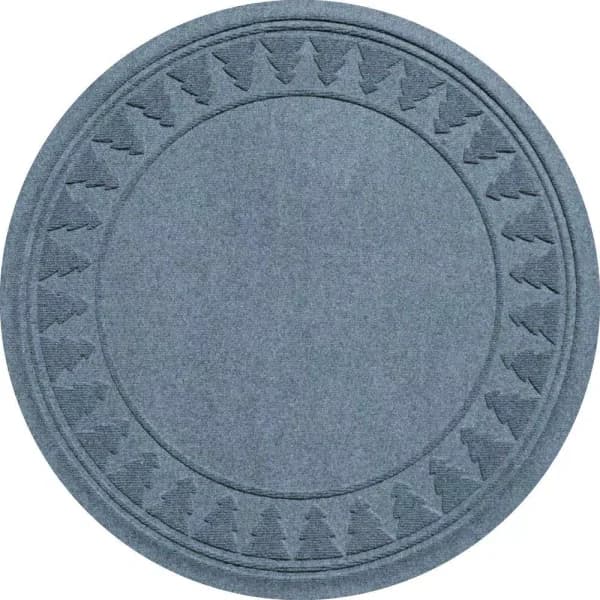Bungalow Flooring Aqua Shield Bluestone 35 in. Round Pine Trees Christmas Tree Mat