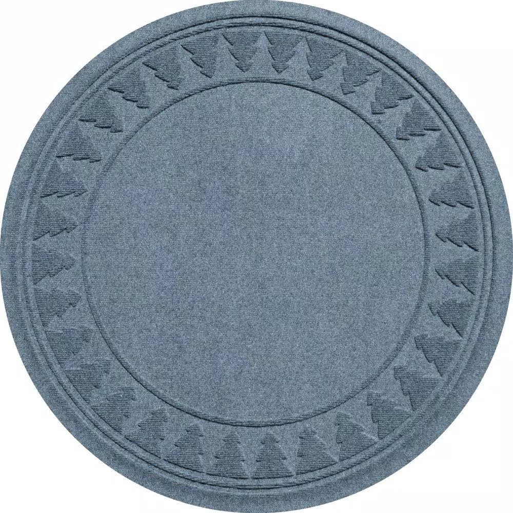 Bungalow Flooring Aqua Shield Bluestone 35 in. Round Pine Trees Christmas Tree Mat