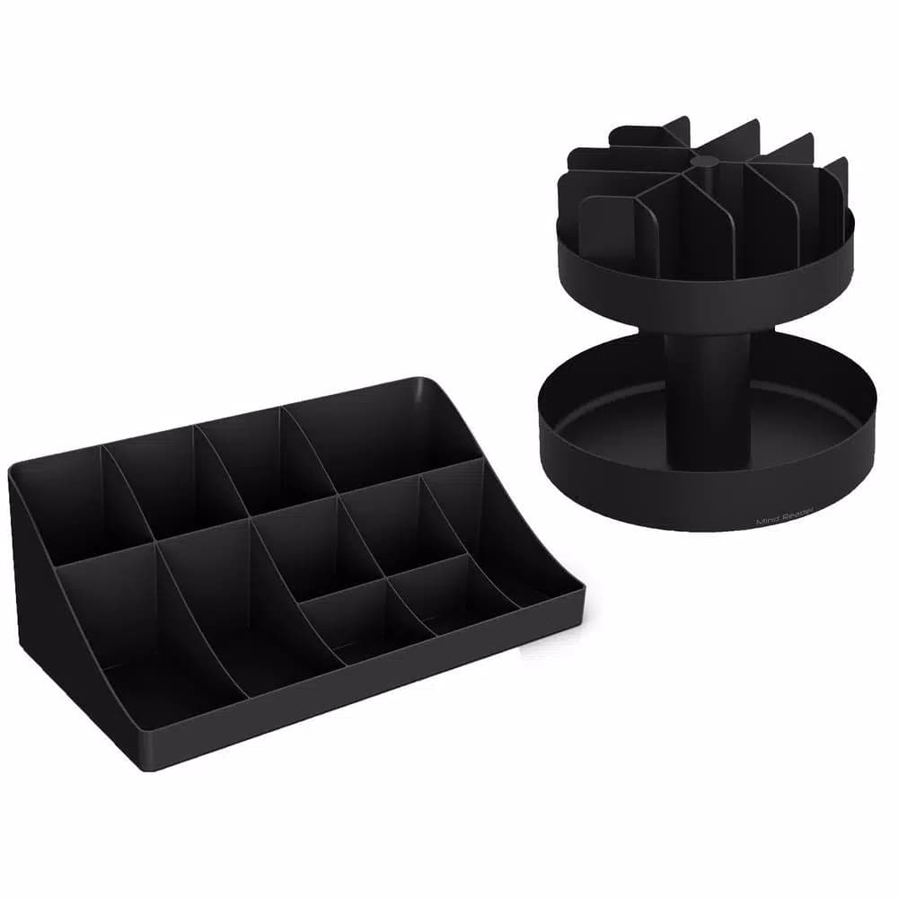 Mind Reader Black Coffee Condiment and Snack Organizer Station with Lazy Susan