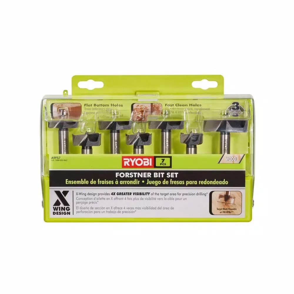 RYOBI 7-Piece Forstner Bit Set with X-Wing Design