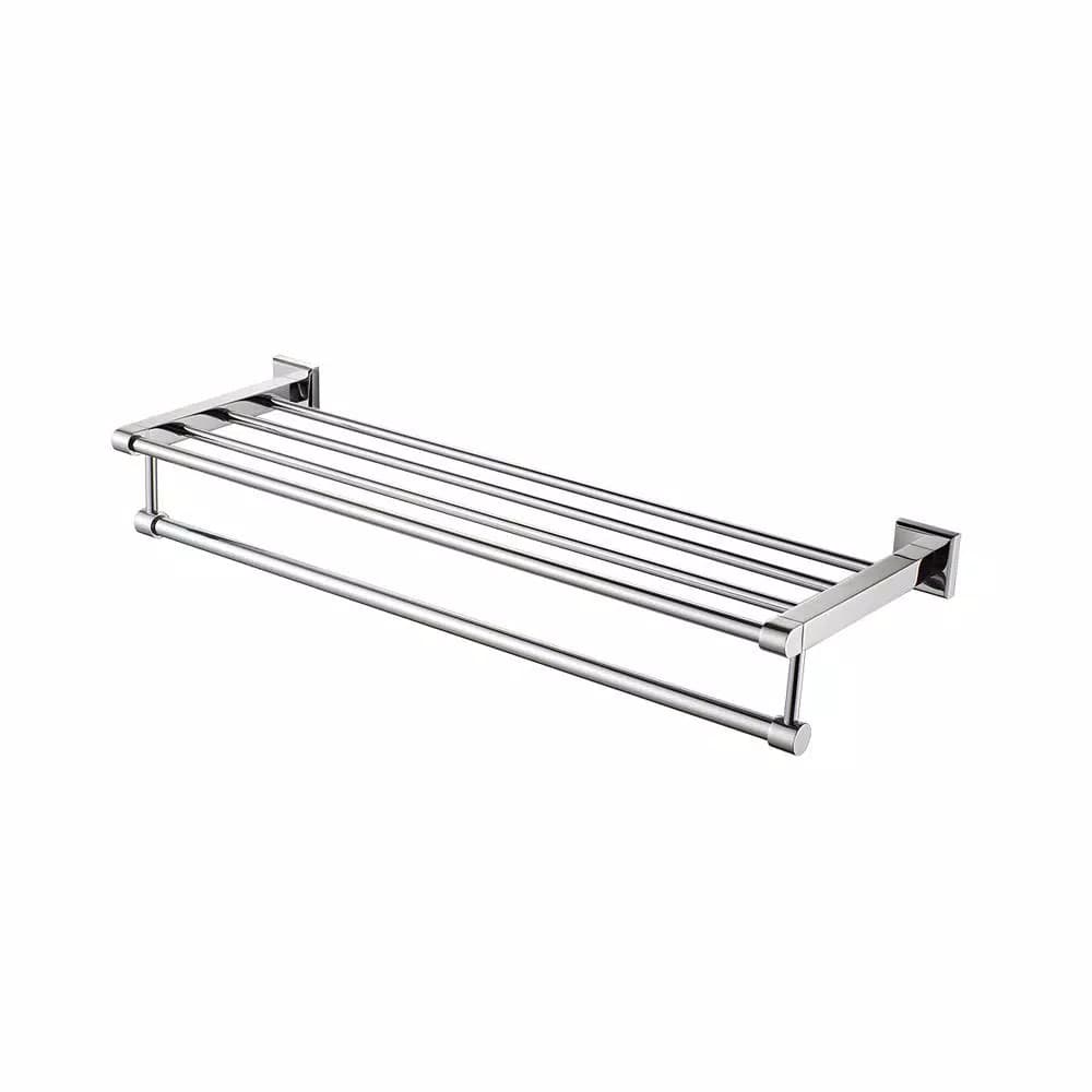 ALFI BRAND 25.88 in. Modern Wall Mount Towel Rack with Shelf, Polished Chrome