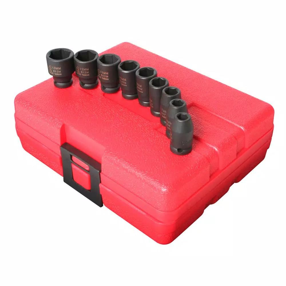 SUNEX TOOLS 9-Piece 1/4 in. Drive Metric Impact Socket Set, Chrome-Molybdenum Steel