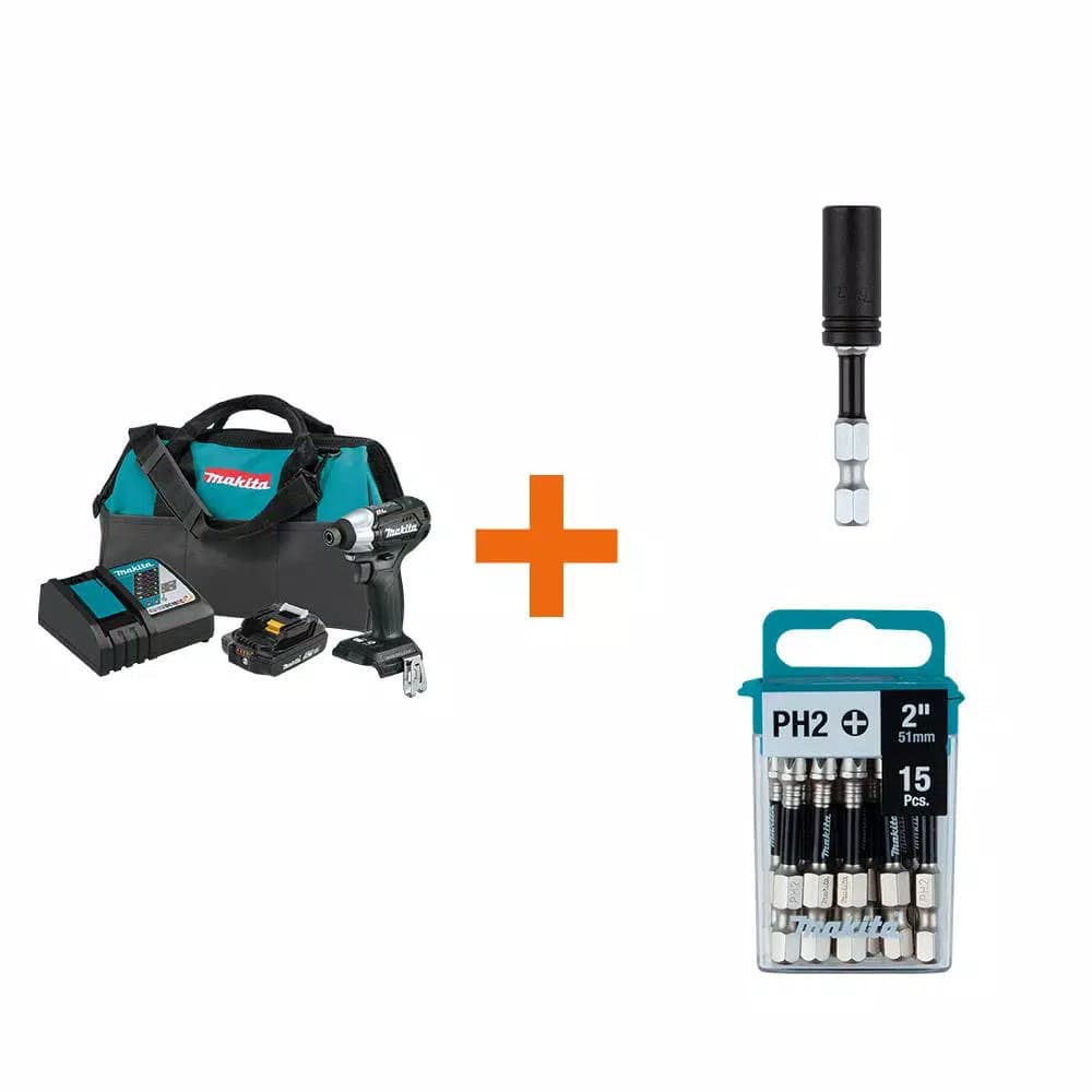 Makita 18V LXT Sub-Compact Brushless Impact Driver Kit with 2.0Ah Battery, Charger & 15pk ImpactXPS Bits
