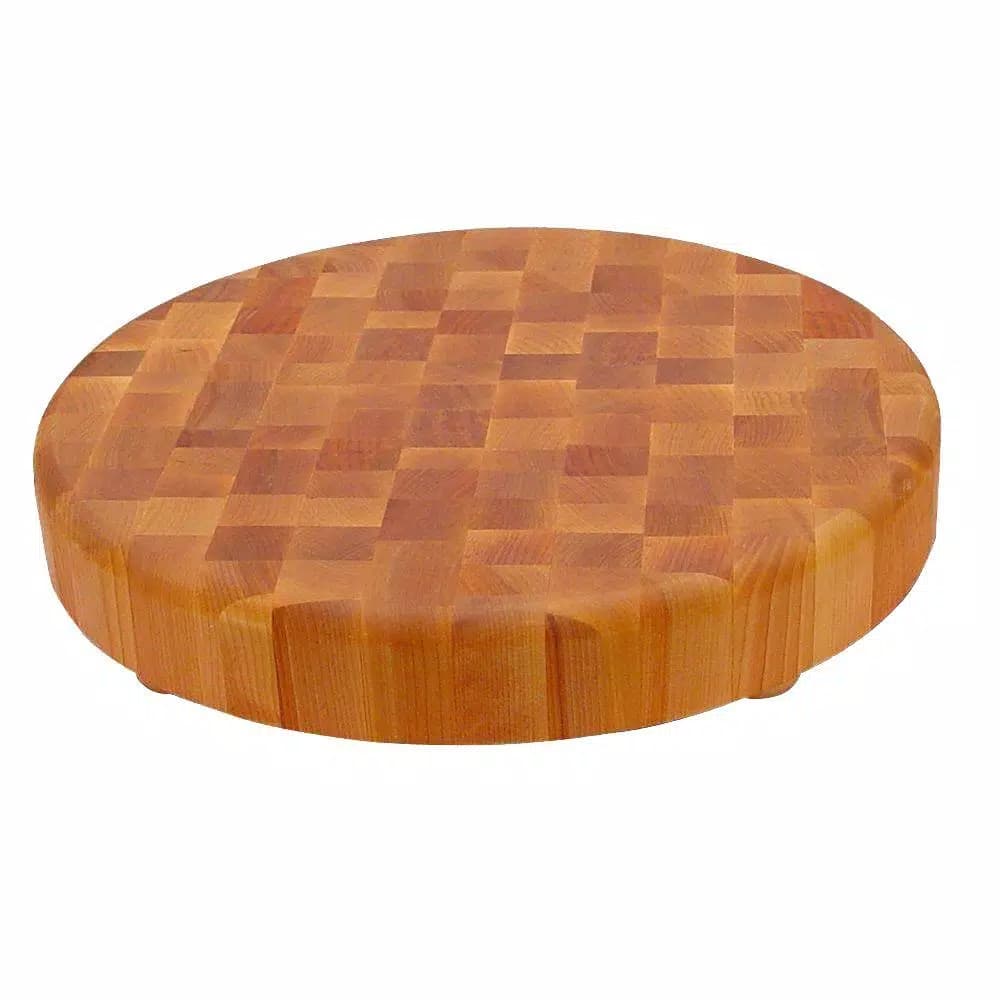 Catskill Craftsmen 14 in. Round End Grain Yellow-Birch Hardwood Cutting Board with Feet