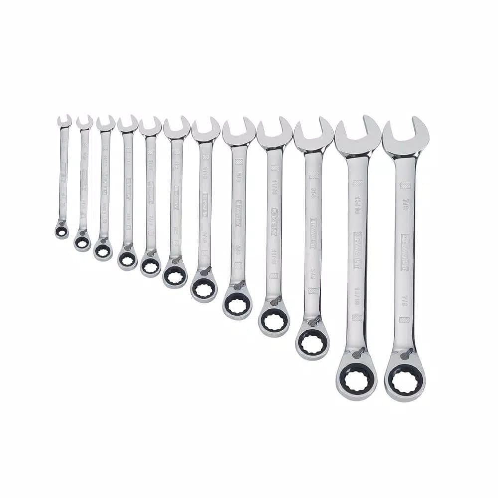 DEWALT 12-Piece Metric Ratcheting Wrench Set, 72-Tooth Full Polish Chrome