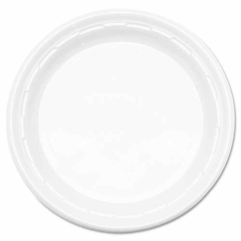 DART White Plastic Plates, 9 in., Round, 500 Per Case
