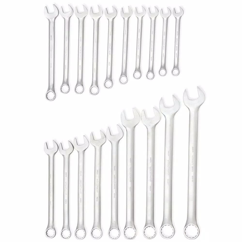 URREA 19-Piece Metric 12-Point Combination Chrome Wrench Set