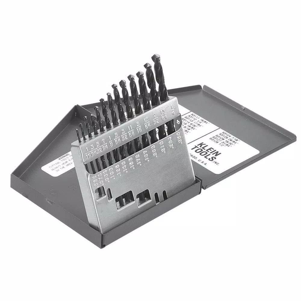 Klein Tools High Speed Steel Twist Drill Bit Set, 13-Piece, 1/16 in. to 1/4 in.