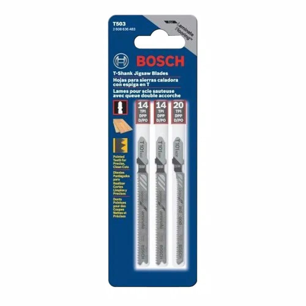 Bosch Bi-Metal T-Shank Jig Saw Blade Assortment for Laminate Flooring and Plywood, 3-Pack