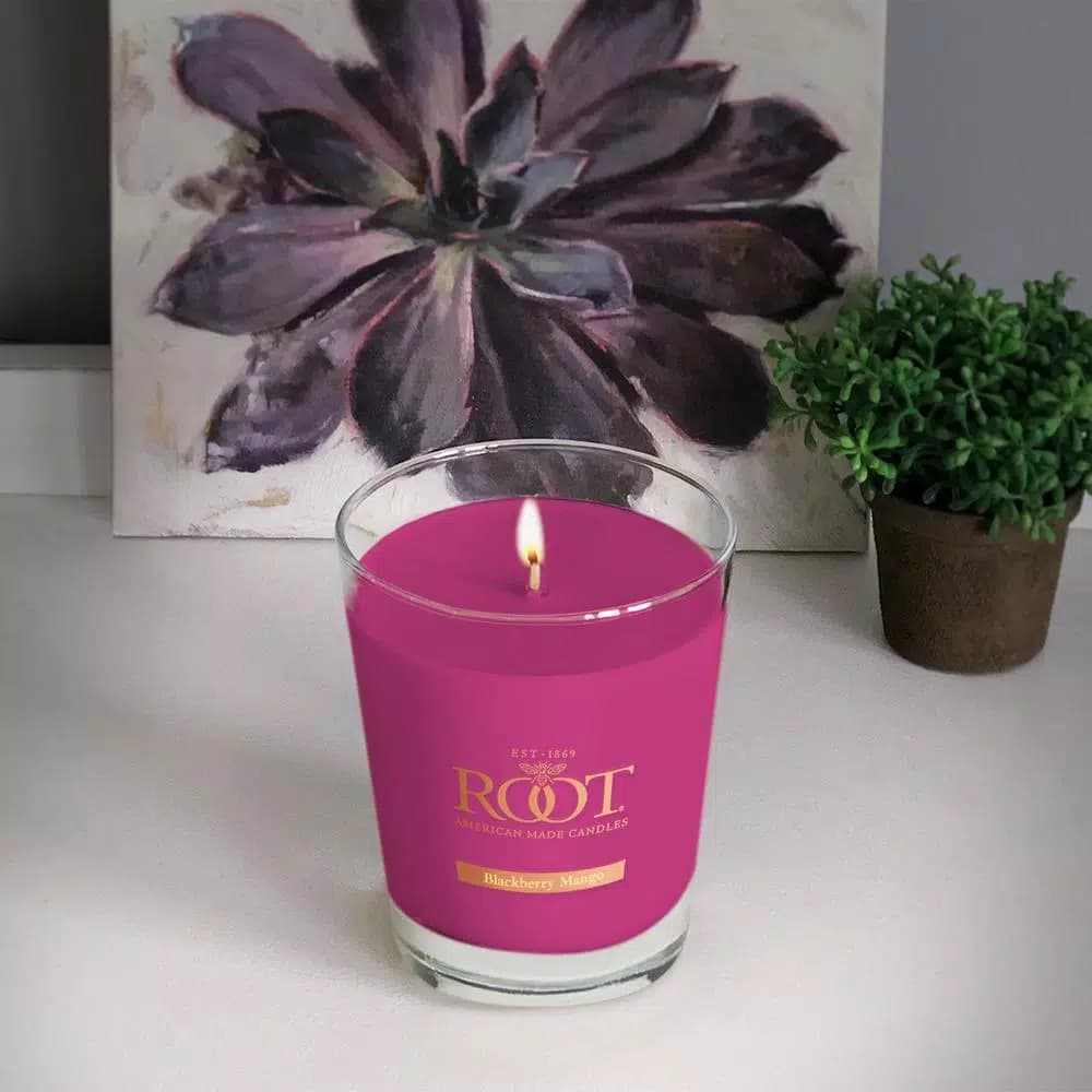 ROOT CANDLES Veriglass Blackberry Mango Scented Soy & Beeswax Jar Candle