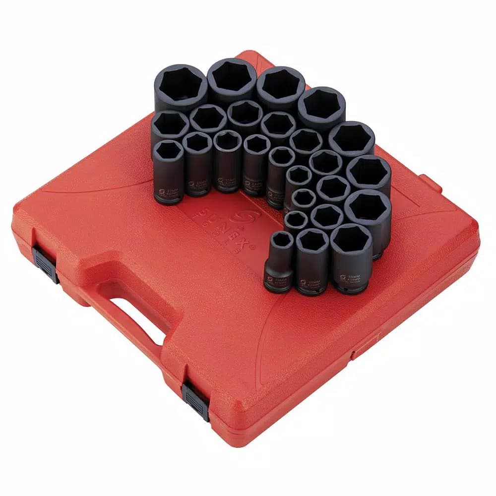 SUNEX TOOLS 26-Piece 3/4 in. Drive Metric Deep Impact Socket Set