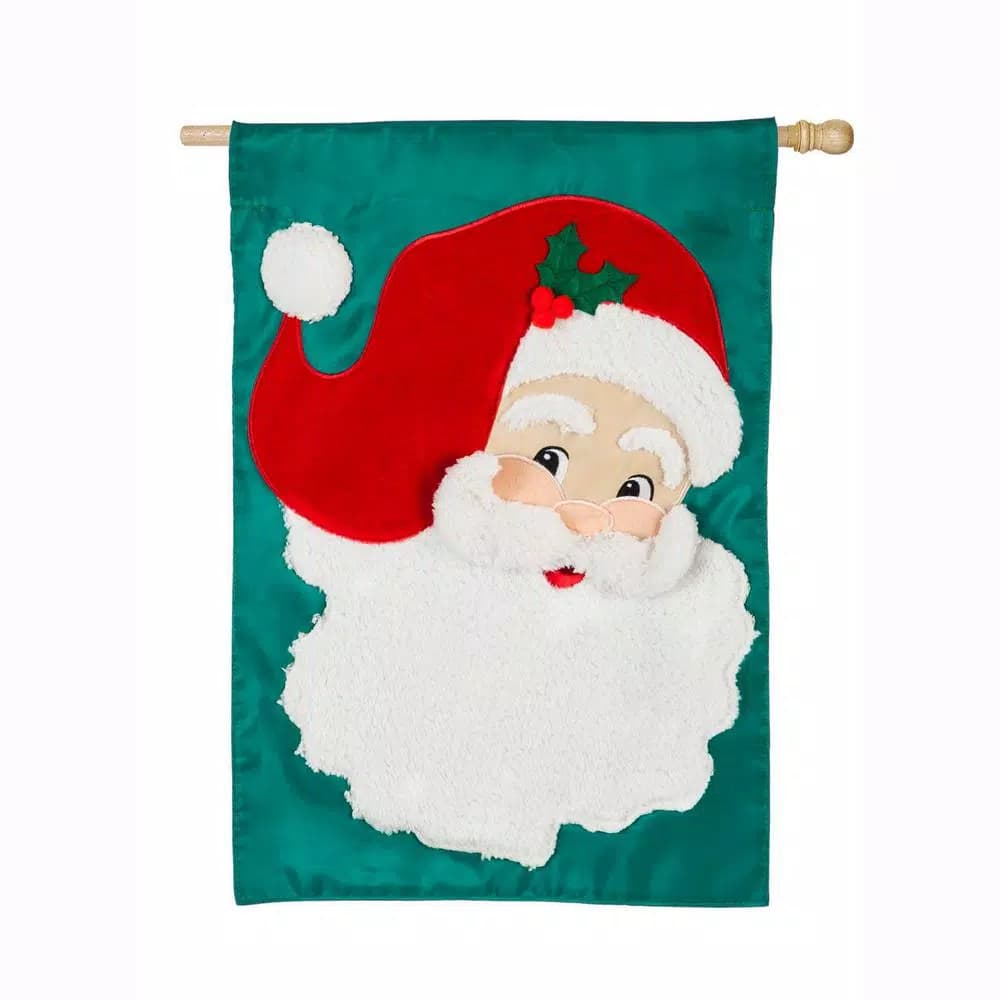 Evergreen Jolly St. Nick House Applique Christmas Flag, 28 in. x 44 in.