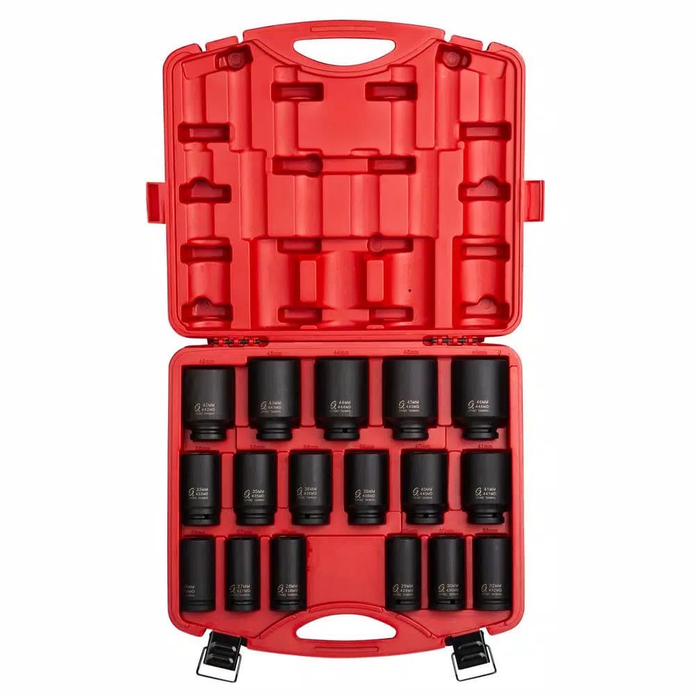 SUNEX TOOLS Sunex 468 3/4 in. Drive Deep Metric Impact Socket Set, 17-Piece