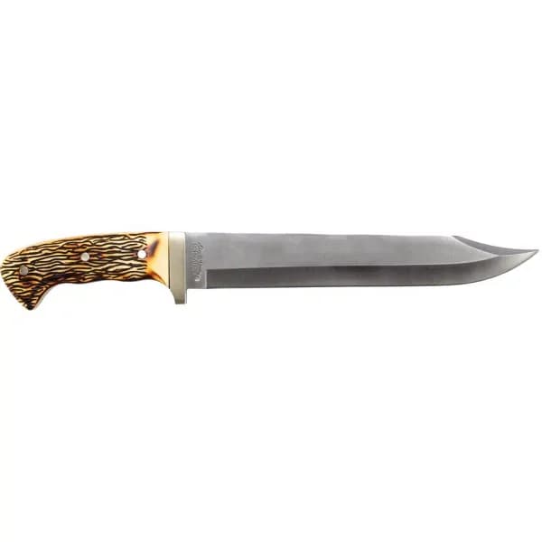 Schrade Uncle Henry Bowie Full Tang Fixed Blade Knife with 7Cr17MoV Carbon Steel and Staglon Handle