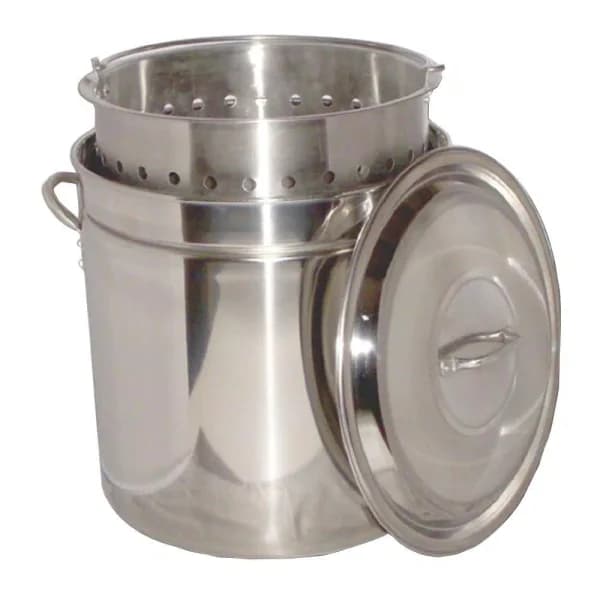 King Kooker 44 qt. Stainless Steel Stock Pot Set with Lid and Steamer Basket