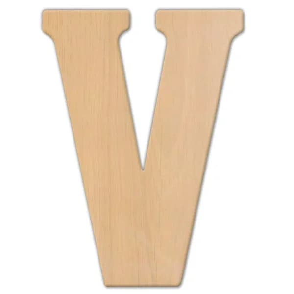 Jeff McWilliams Designs 23 in. Oversized Unfinished Wood Letter V - Industrial Style Wall Decor