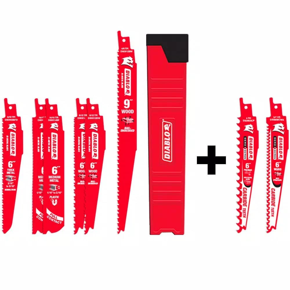 DIABLO 8-Piece Bi-Metal Reciprocating Saw Blade Set with Carbide Blades for Wood and Metal Demolition