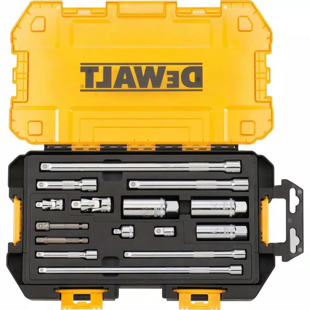 DEWALT 15-Piece 1/4 in. and 3/8 in. Drive Socket Accessory Set with Case