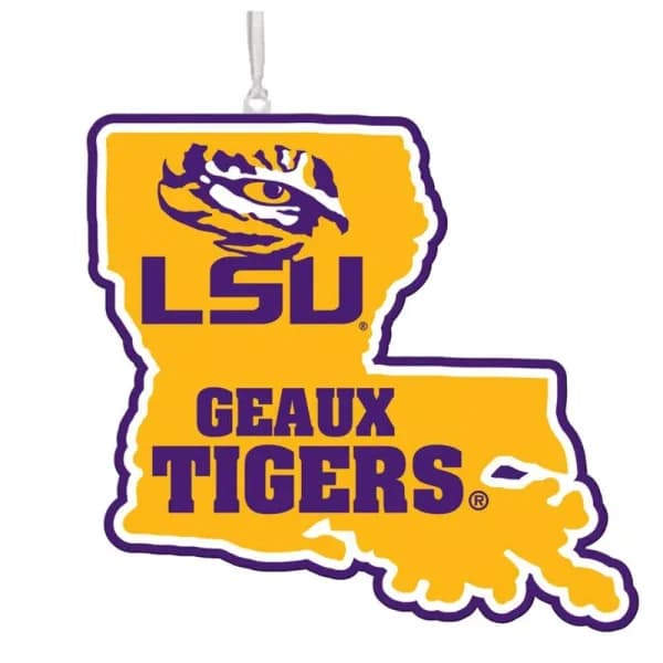 Team Sports America Louisiana State University LSU NCAA Team State Wood Christmas Ornament