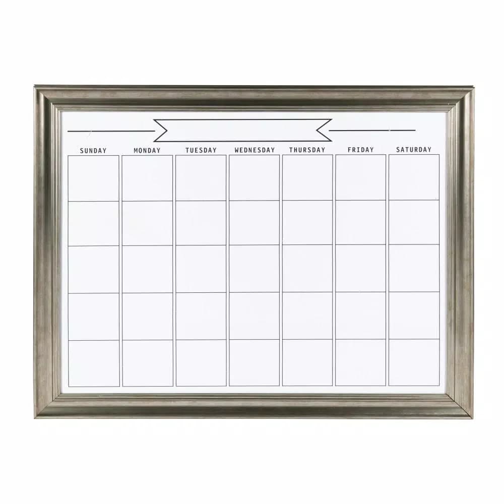 DesignOvation Macon Monthly Dry Erase Magnetic Wall Calendar Memo Board with Decorative Frame