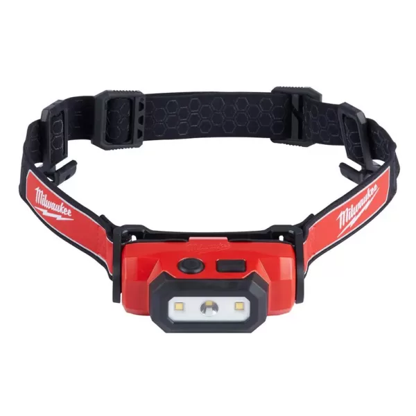 Milwaukee 445 Lumens LED Rover Rechargeable Pocket Flood Light with 475 Lumens LED Rechargeable Hard Hat Headlamp