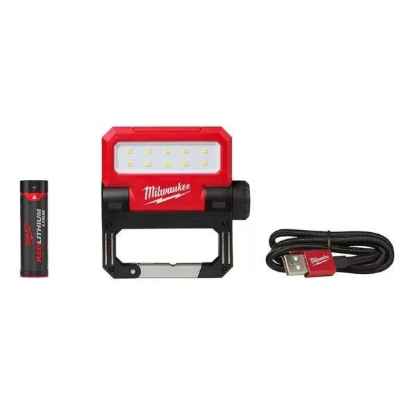 Milwaukee 445 Lumens LED Rover Rechargeable Pocket Flood Light and 550 Lumens LED Rechargeable Pivoting Flood Light (2-Pack)