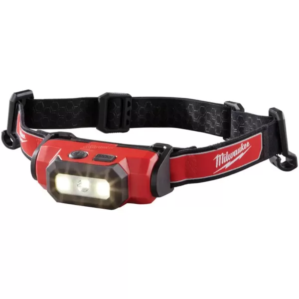 Milwaukee 475 Lumens LED Rechargeable Hard Hat Headlamp and 600 Lumens LED USB Rechargeable Low-Profile Hard Hat Headlamp (2-Pack)