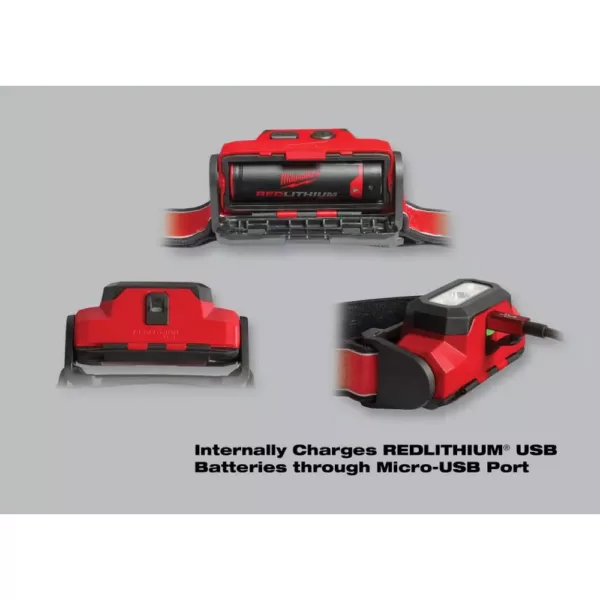 Milwaukee 475 Lumens LED Rechargeable Hard Hat Headlamp W/ Extra REDLITHIUM USB Battery